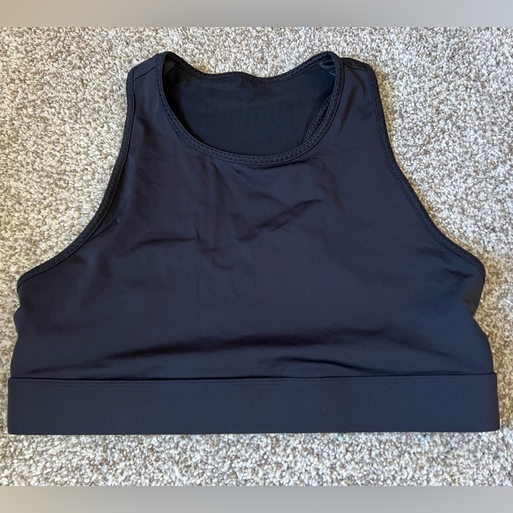Fabletics Black Cheetah Athletic Razorback Sports Bra Sz XL